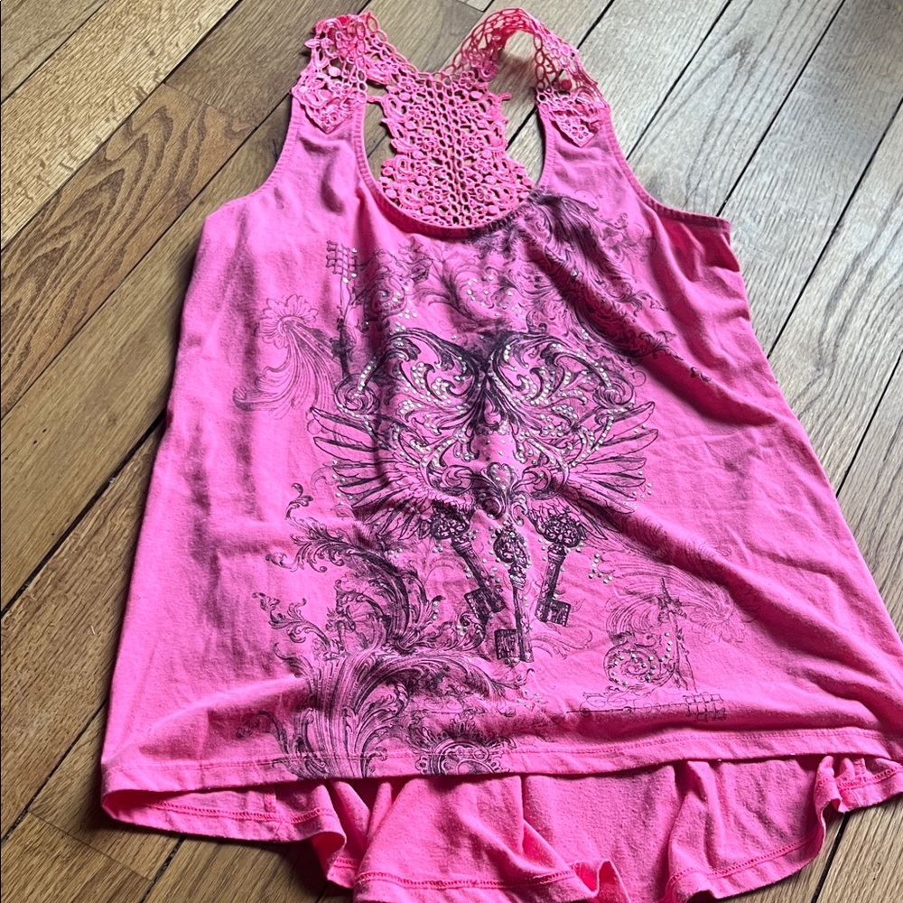 Hybrid & Company Pink Graphic Tank Top